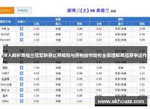 深入解析英格兰冠军联赛比赛规则与赛制细节助你全面理解英冠赛事运作